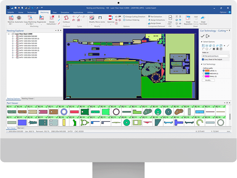 CAD/CAM nesting software system conceived for automatically generating the most optimized CNC programming for sheet metal machines.